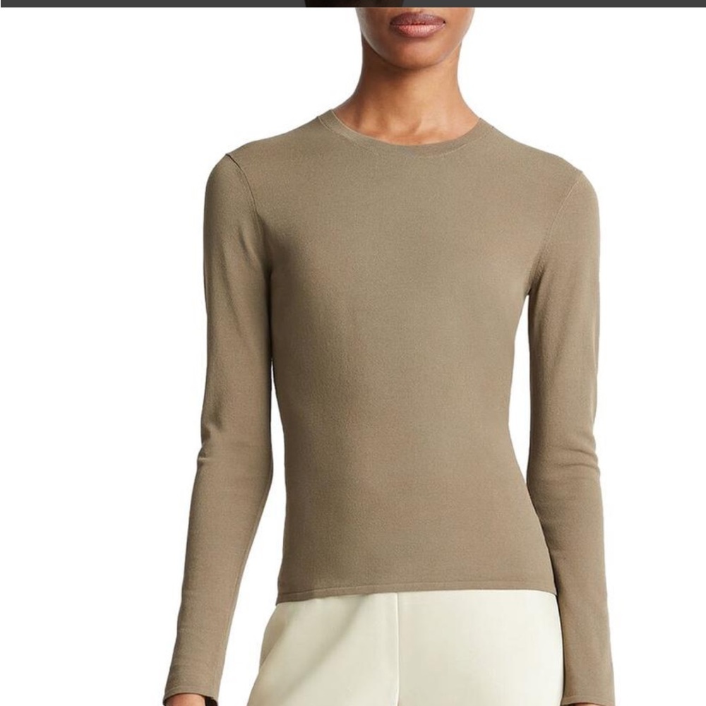 NWOT Vince $325 oak moss clean fit crew neck long sleeve knit top medium